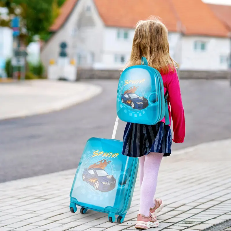 2-teiliges Kinder-Koffer-Set mit Spinner-Rädern für Jungen und Mädchen – Marineblau 2