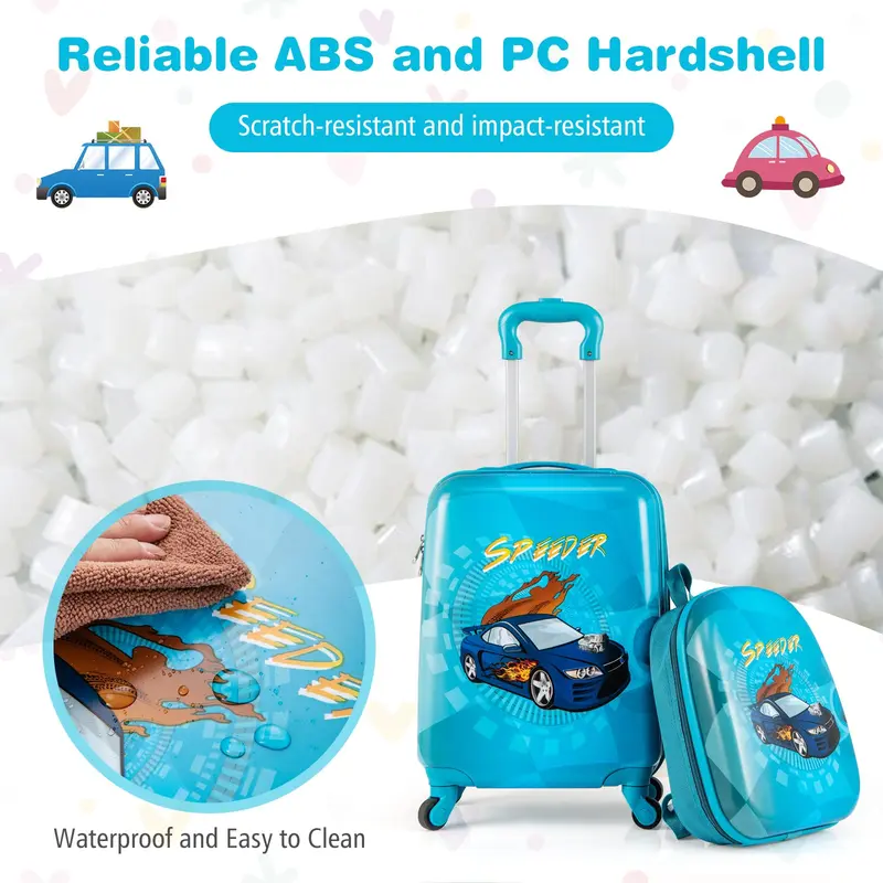 2-teiliges Kinder-Koffer-Set mit Spinner-Rädern für Jungen und Mädchen – Marineblau
