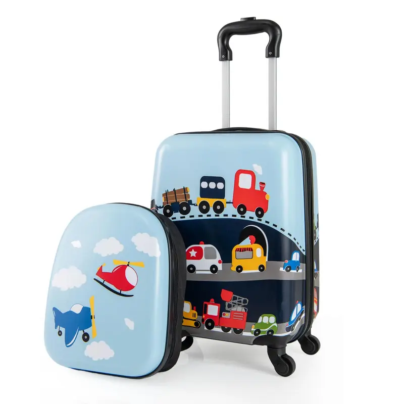 2-teiliges Kindergepäckset mit Spinner-Rädern für Jungen und Mädchen – Dunkelblau