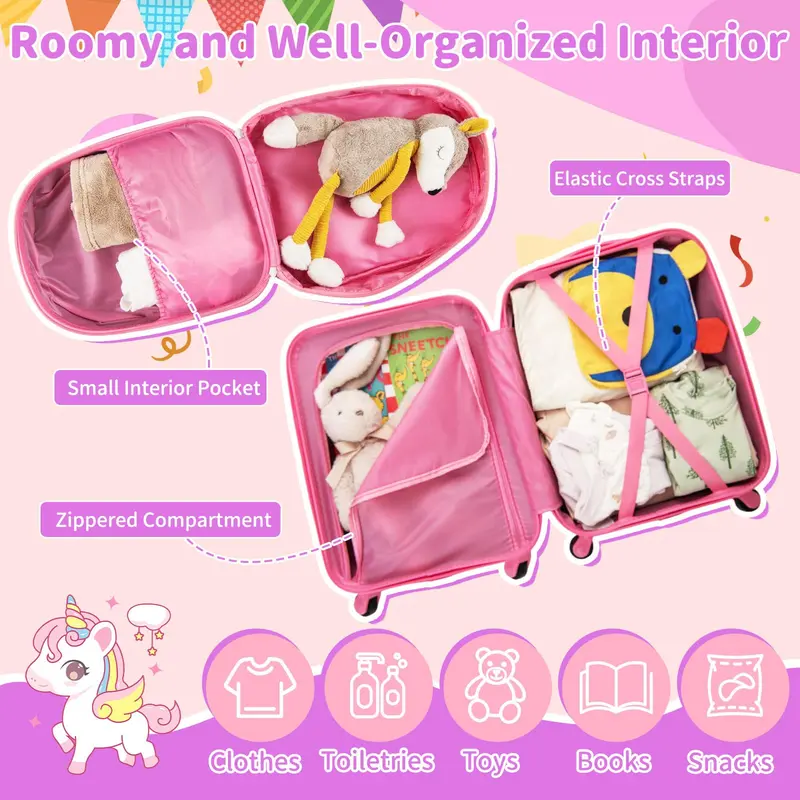 2-teiliges Kindergepäckset mit Spinner-Rädern für Jungen und Mädchen – Rosa 2