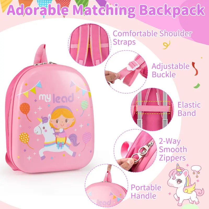 2-teiliges Kindergepäckset mit Spinner-Rädern für Jungen und Mädchen – Rosa