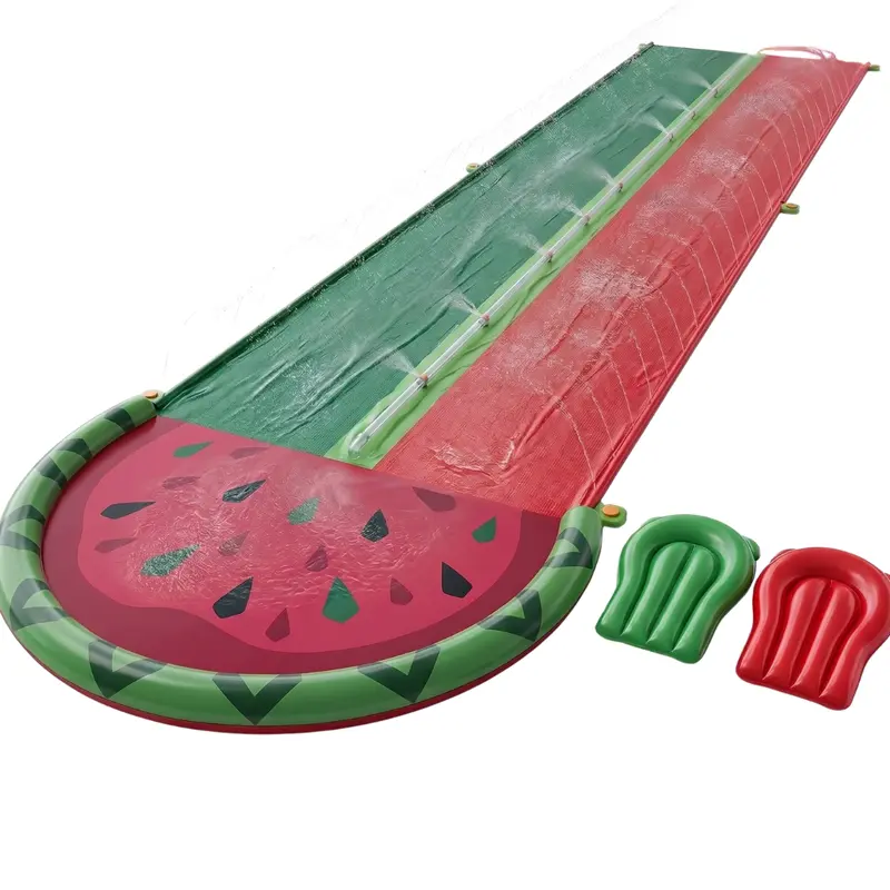 20 ft langer Doppelbahn-Wasserrutsch mit Sprühvorrichtung und zwei Bodyboards