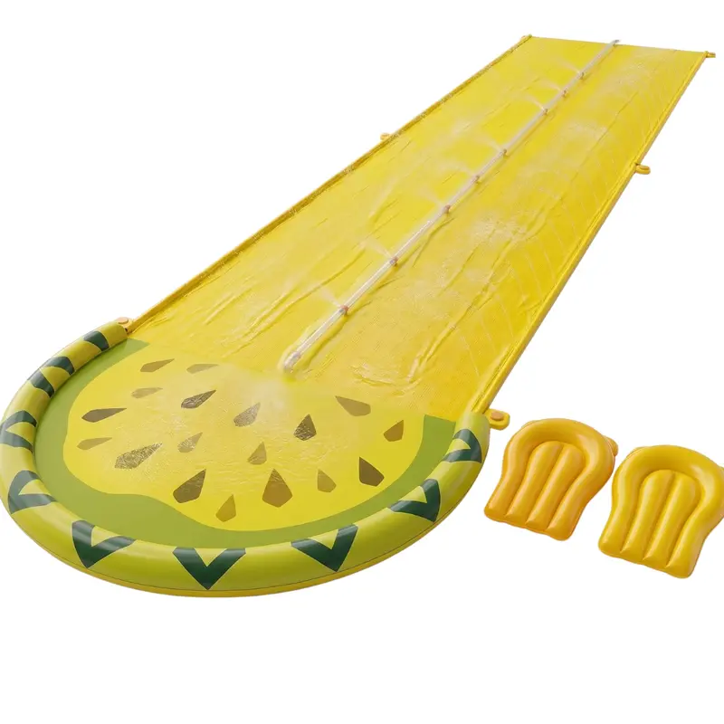 20 ft langer Doppelbahn-Wasserrutsch mit Sprühvorrichtung und zwei Bodyboards 2
