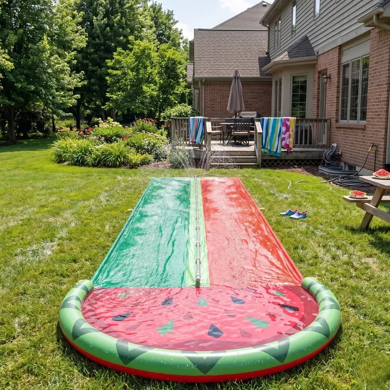 20 ft langer Doppelbahn-Wasserrutsch mit Sprühvorrichtung und zwei Bodyboards