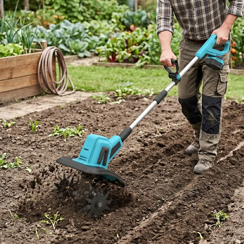 20-V-Akku-Gartengrabelfräse mit Stahlzinken