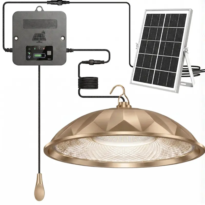 2000-Lumen-Solar-Hängeleuchte mit Zugkordel und 3 Lichtmodi