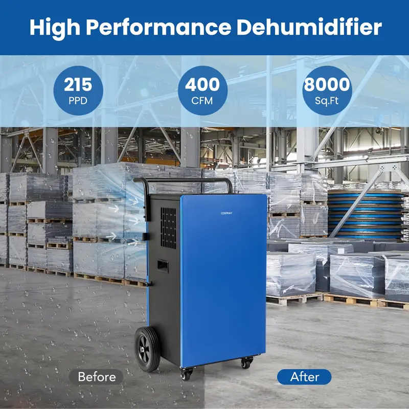 215-Pint-Industrie-Entfeuchter mit Abflussschlauch, schwerer industrieller Entfeuchter mit 24-Stunden-Timer