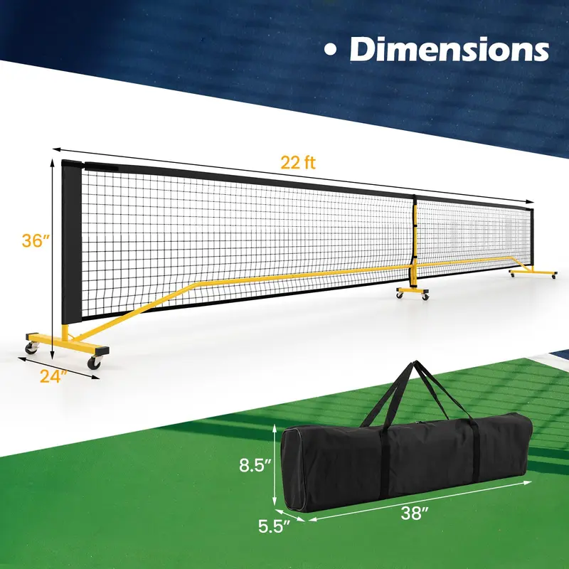 22-Fuß-regelkonformes Pickleball-Netzsystem mit stabilem Metallrahmen