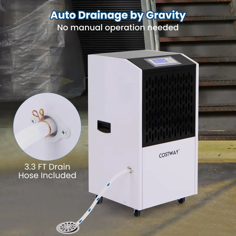 250-Pinten-Gewerbede-humidifier mit Abflussschlauch, industrieller Hochleistungs-Dehumidifier