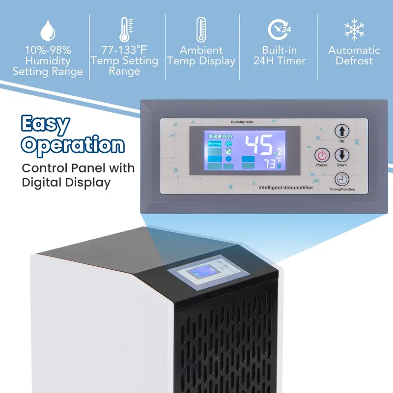 250-Pinten-Gewerbede-humidifier mit Abflussschlauch, industrieller Hochleistungs-Dehumidifier
