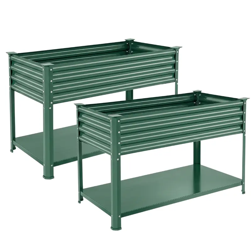 2er-Pack erhöhtes, verzinktes Hochbeet mit Beinen, 122 x 61 x 81 cm 2