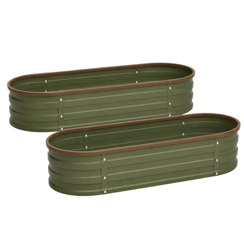 2er-Pack galvanisierte erhöhte Gemüsebeete, ovale Metallpflanzgefäße, 122 x 61 x 30 cm