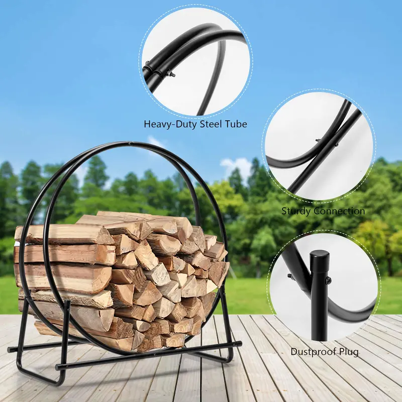 30-Zoll-Feuerholz-Halter mit Ringform, aus rohrförmigem Stahl