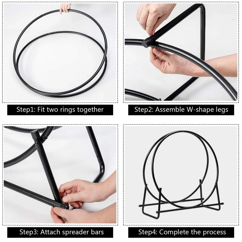 30-Zoll-Feuerholz-Halter mit Ringform, aus rohrförmigem Stahl