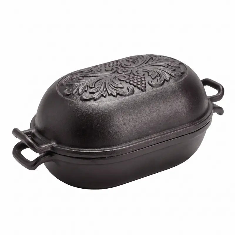 3,3-Quart-Gusseisen-Kastenform mit Deckel, vorgebrannt, ovale Brotbackform
