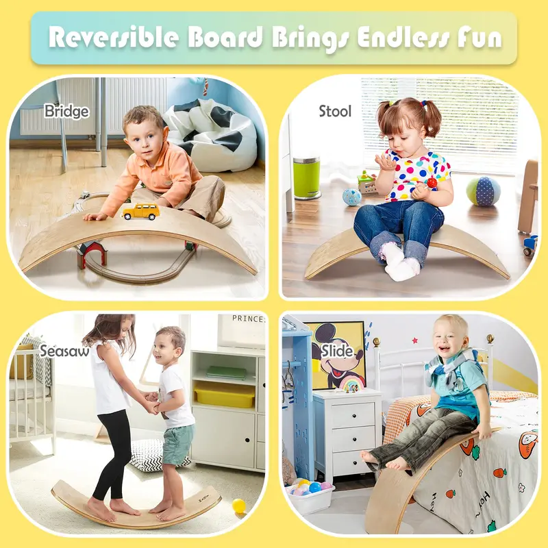 35-Zoll-Holz-Balance-Brett für Kinder und Erwachsene – Tragkraft bis 300 kg