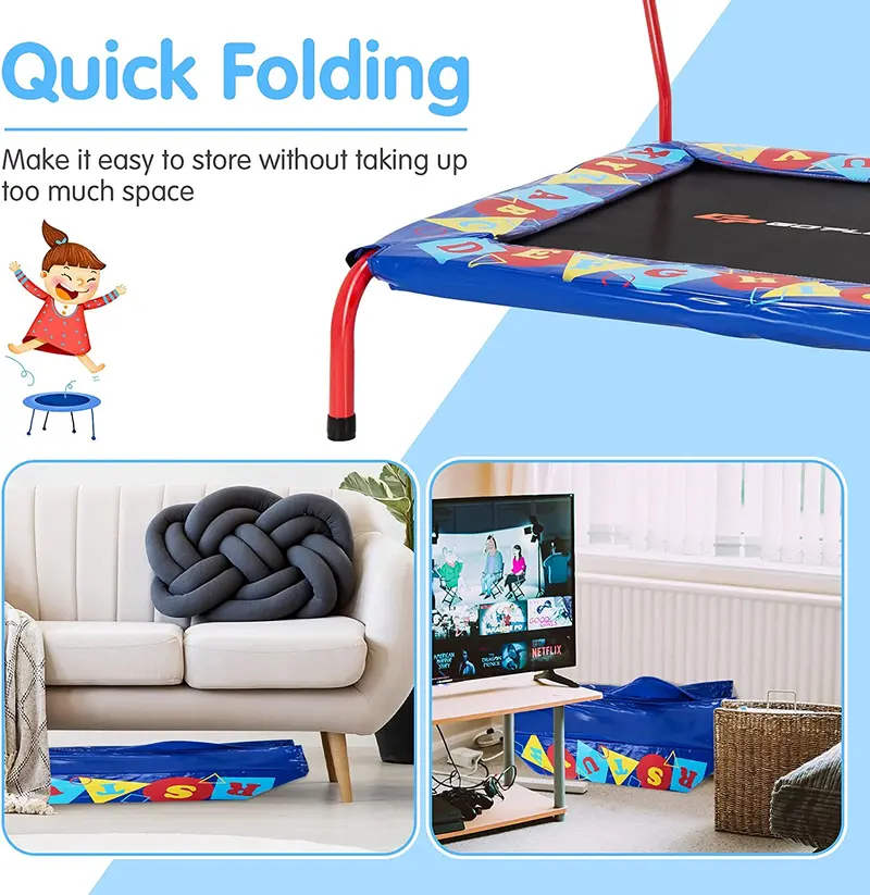 36" quadratisches Kleinkind-Trampolin, Mini-Trampolin für Kinder mit 150 kg Tragkraft