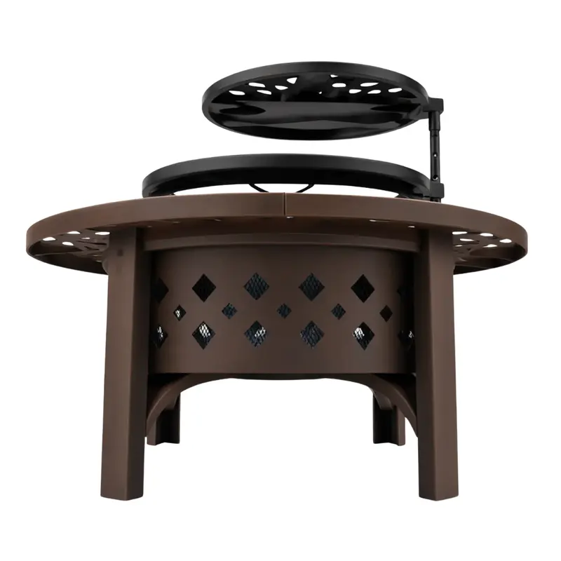 36-Zoll-Feuerstelle mit Holzfeuer und Doppelgrills sowie Tischplatte 2