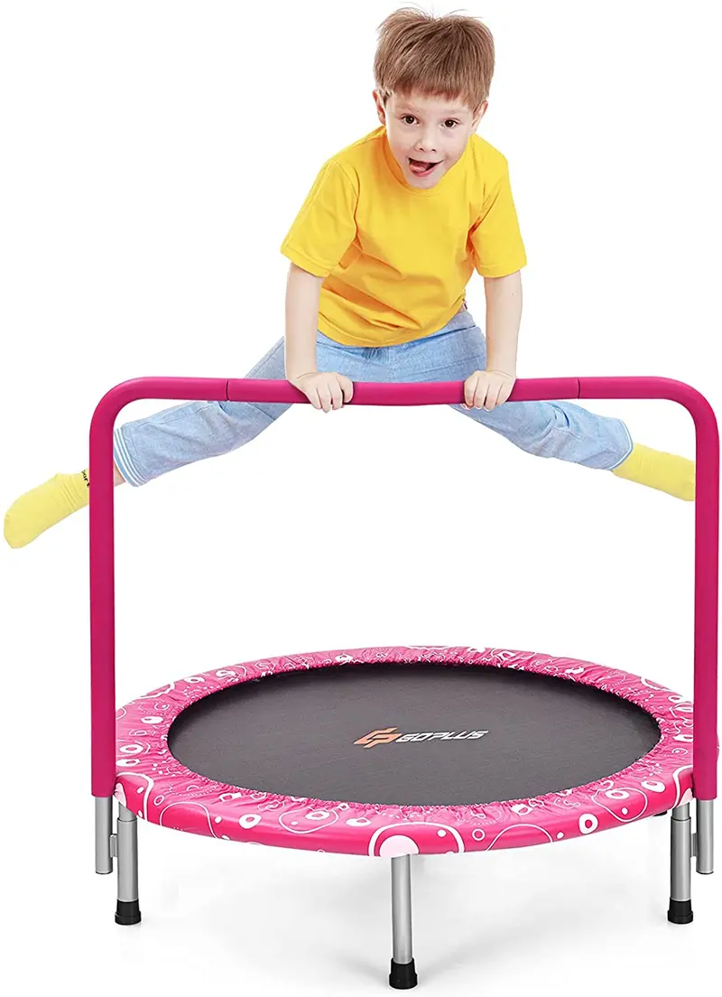36-Zoll-Kinder-Trampolin, klappbares Mini-Rebounder mit vollständig ummanteltem Griff und Sicherheitspolster