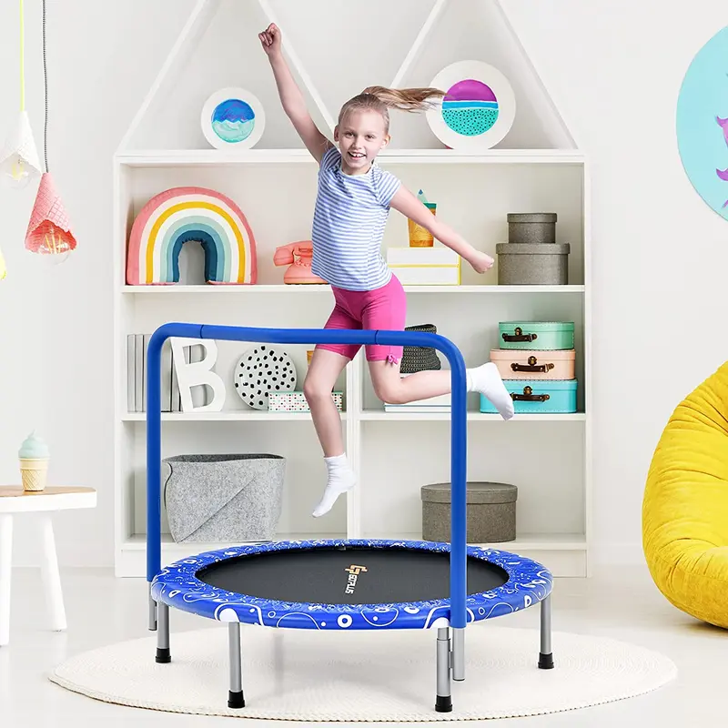 36-Zoll-Kinder-Trampolin, klappbares Mini-Rebounder mit vollständig ummanteltem Griff und Sicherheitspolster