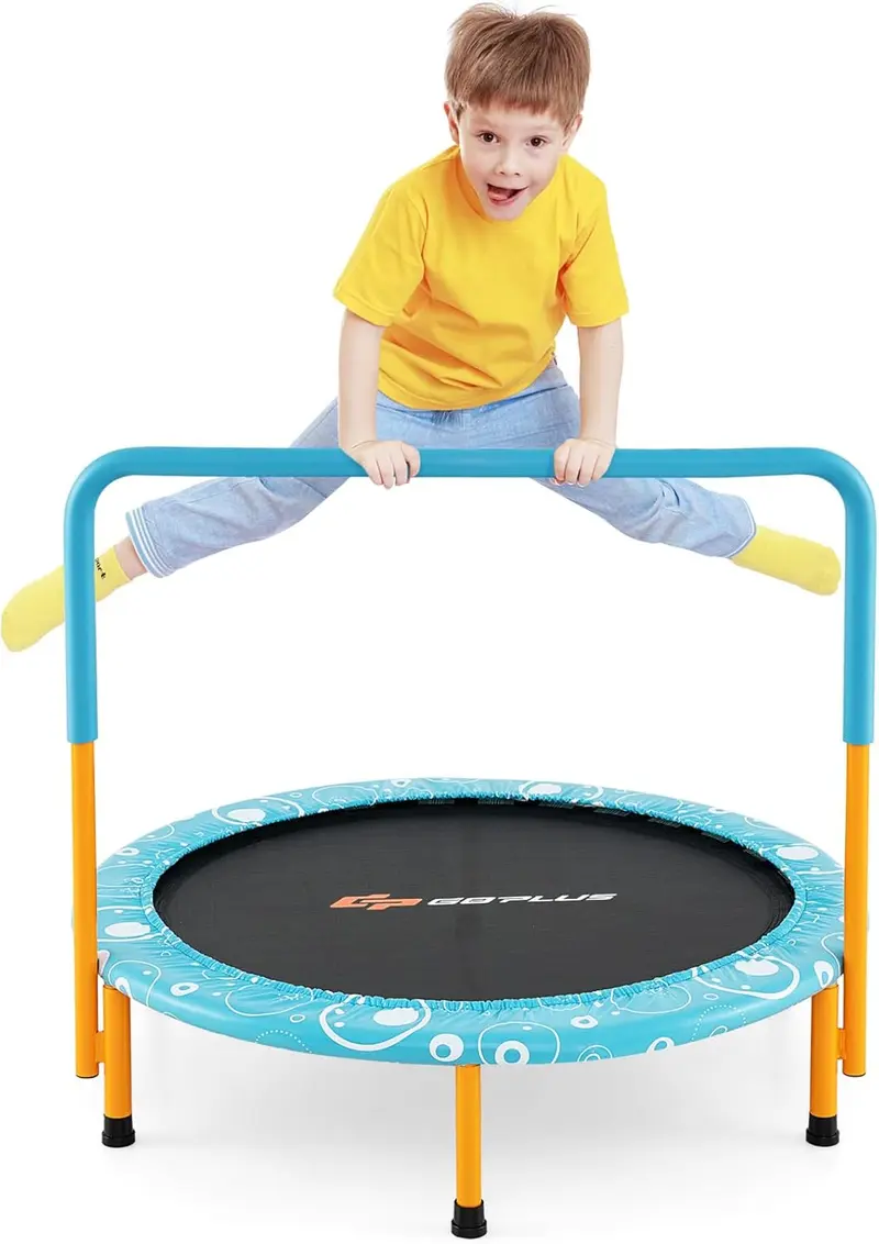 36-Zoll-Kinder-Trampolin, klappbares Mini-Rebounder mit vollständig ummanteltem Griff und Sicherheitspolster