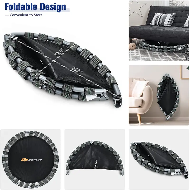 36-Zoll-Kinder-Trampolin, klappbares Mini-Rebounder mit vollständig ummanteltem Griff und Sicherheitspolster