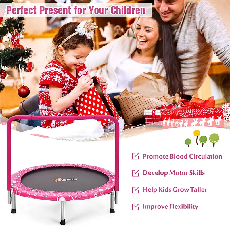36-Zoll-Kinder-Trampolin, klappbares Mini-Rebounder mit vollständig ummanteltem Griff und Sicherheitspolster