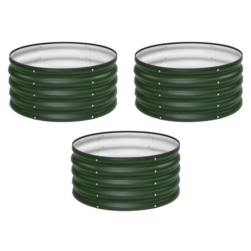 3er-Set runde, verzinkte Hochbeete (24 × 12 Zoll)