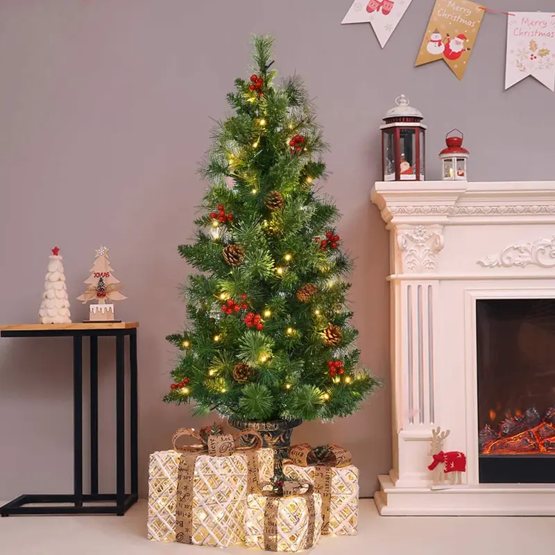 4-Fuß-Weihnachtsbaum mit Vorverkabelung – Tischbaum für Eingangsbereiche, künstlich, mit 60 LED-Leuchten 2