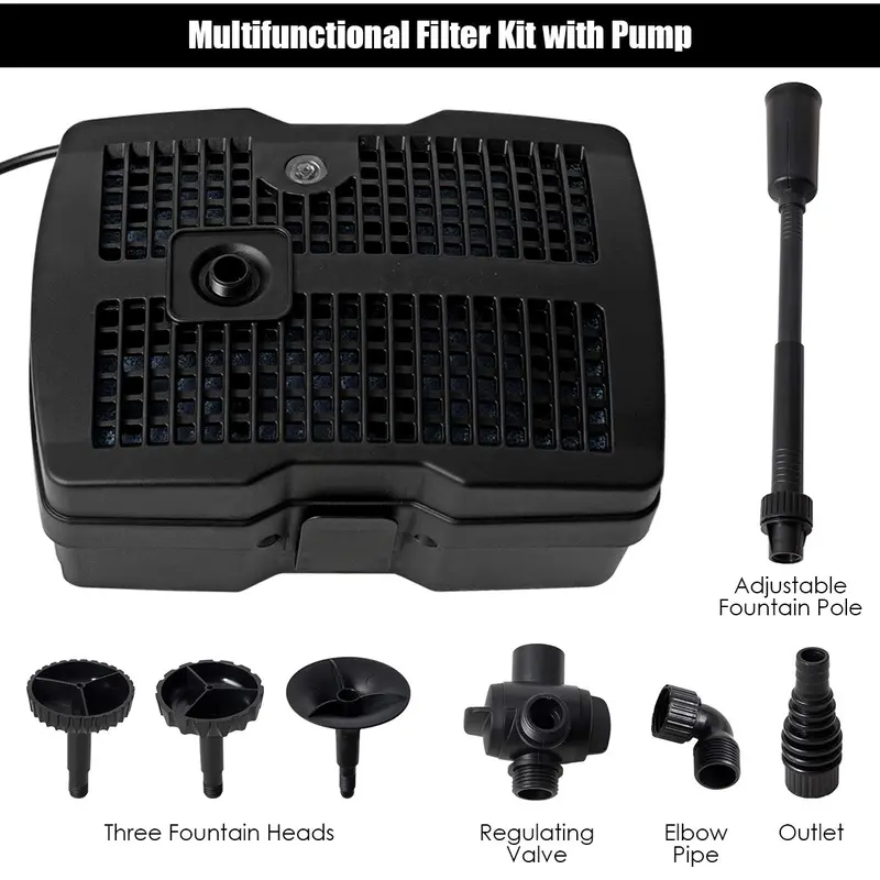 4-in-1-Teichfilterpumpe mit 660 GPH Springbrunnenpumpe, 9-Watt-Sterilisator und Springbrunnen-Düse