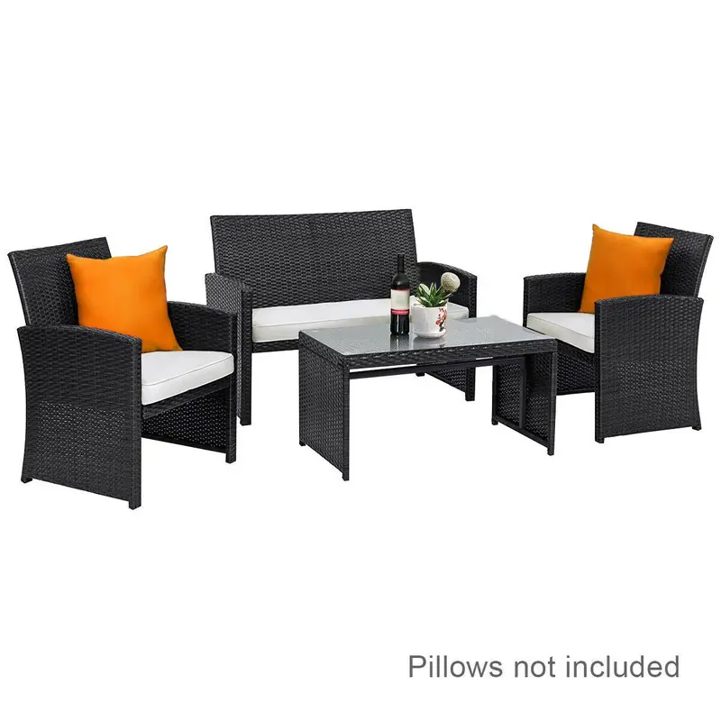 4-teiliges Gartenmöbel-Set aus Rattan – Gesprächssofa