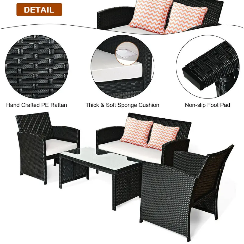 4-teiliges Gartenmöbel-Set aus Rattan – Gesprächssofa