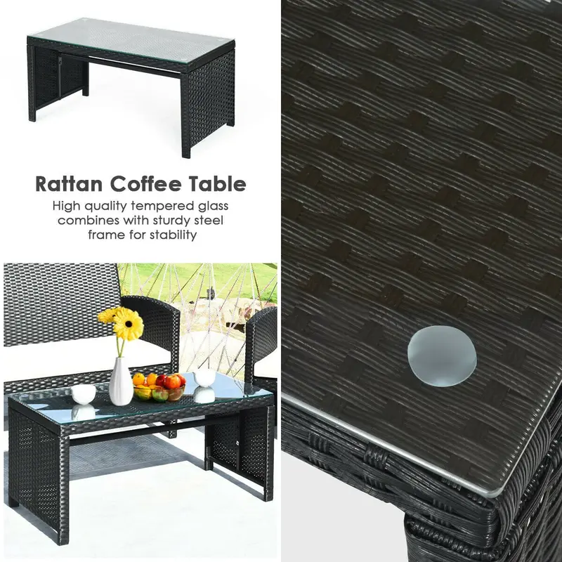 4-teiliges Gartenmöbel-Set aus Rattan – Gesprächssofa