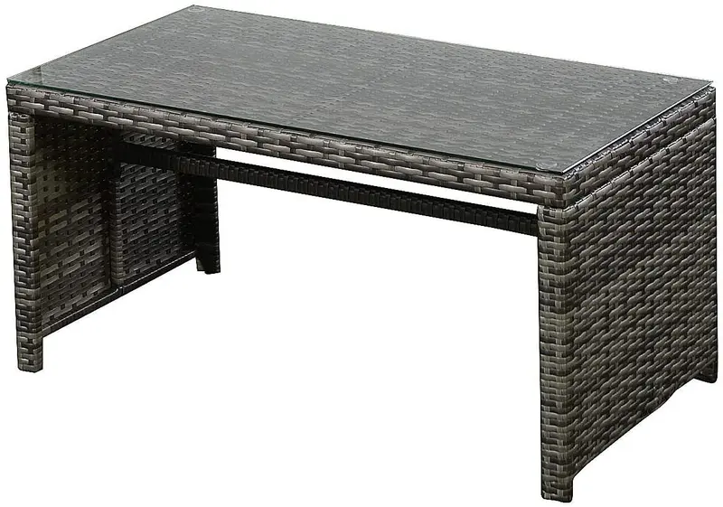 4-teiliges Gartenmöbel-Set aus Weidenkorb-Material für Außenbereiche wie Garten, Rasen, Pool oder Hinterhof (gemischtes Grau)