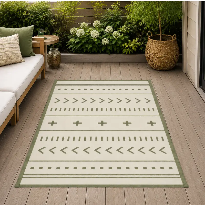 4 x 6 ft doppelseitiger wasserabweisender Außen-Teppich für Terrasse und Wohnmobil