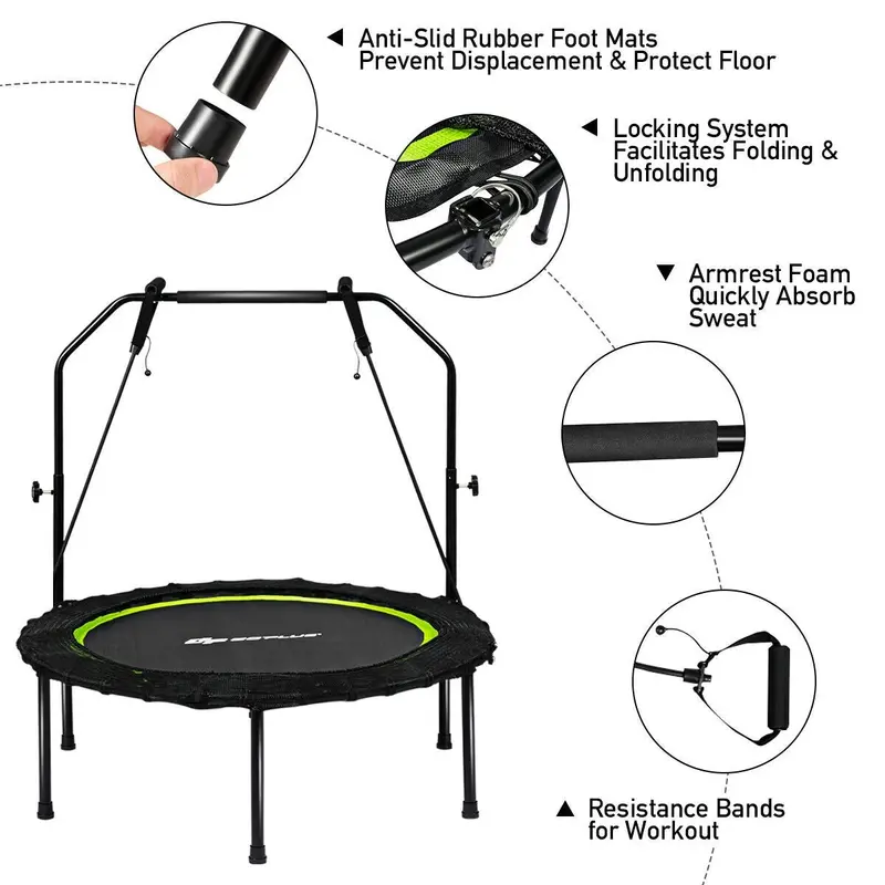 40-Zoll-Klapp-Trampolin für Fitness, tragbares Mini-Trainings-Trampolin