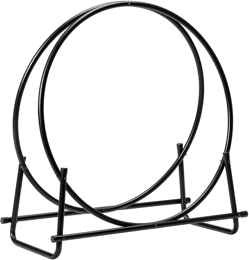 41-Zoll-Feuerholz-Halter mit Ringform, stabiler Stahl-Holzhalter für Innen- und Außenbereich, Feuerstelle und Kamin
