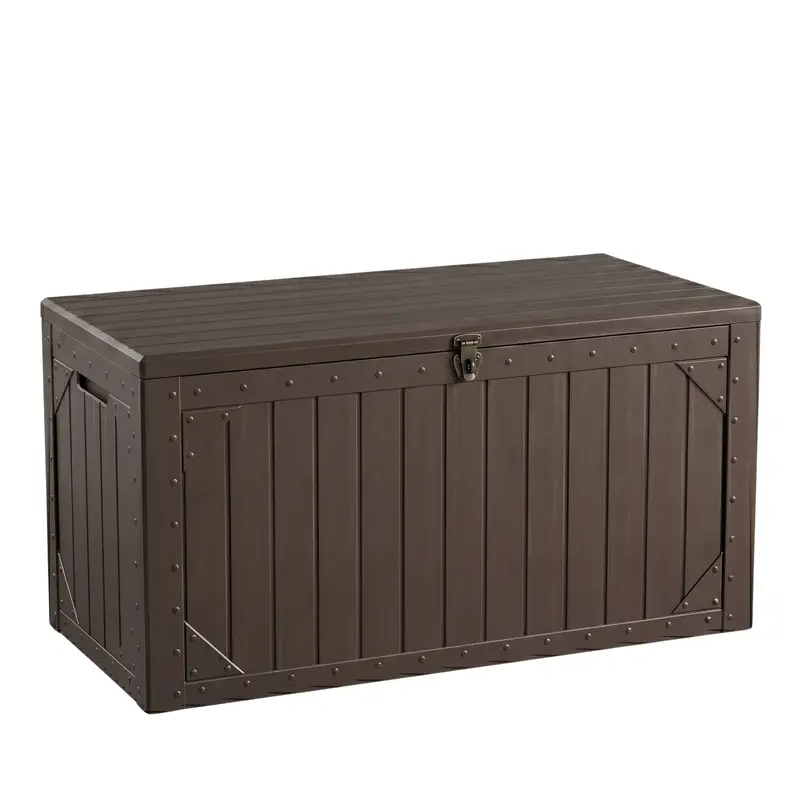 420-L-Garten-Aufbewahrungsbox aus Harz für Terrasse, abschließbarer Klappdeckel