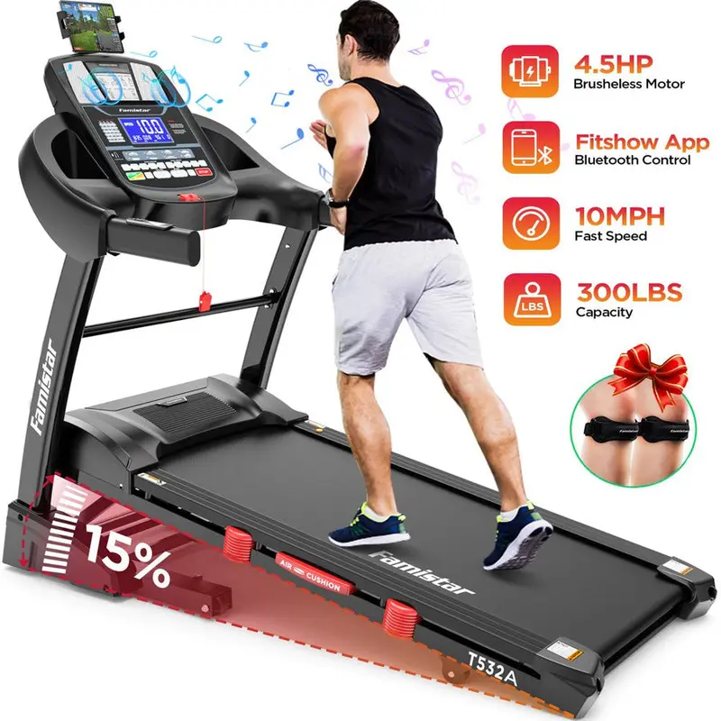 4,5-PS-Klapp-Laufband, 15 automatische Neigungsstufen, Geschwindigkeit bis 10 Meilen pro Stunde, Tragfähigkeit bis 136 kg, Heimtrainingsgerät 2
