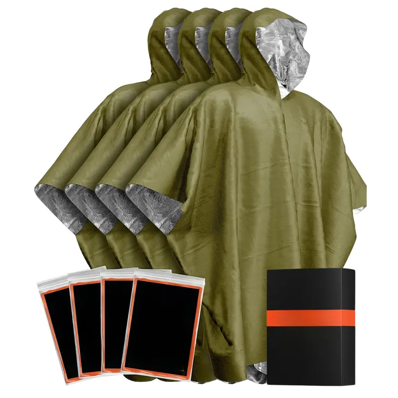 4er-Pack Regenponcho mit reflektierender Mylar-Auskleidung für den Einsatz zu jeder Jahreszeit