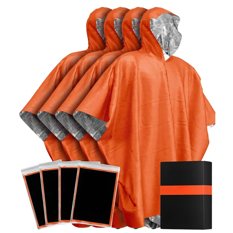 4er-Pack Regenponcho mit reflektierender Mylar-Auskleidung für den Einsatz zu jeder Jahreszeit 2