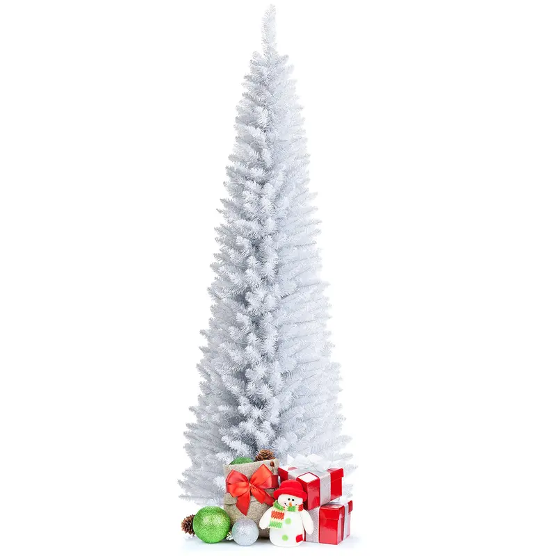 5 ft / 6 ft / 7 ft schlanke weiße Kunstweihnachtsbaum-Pinselbaum