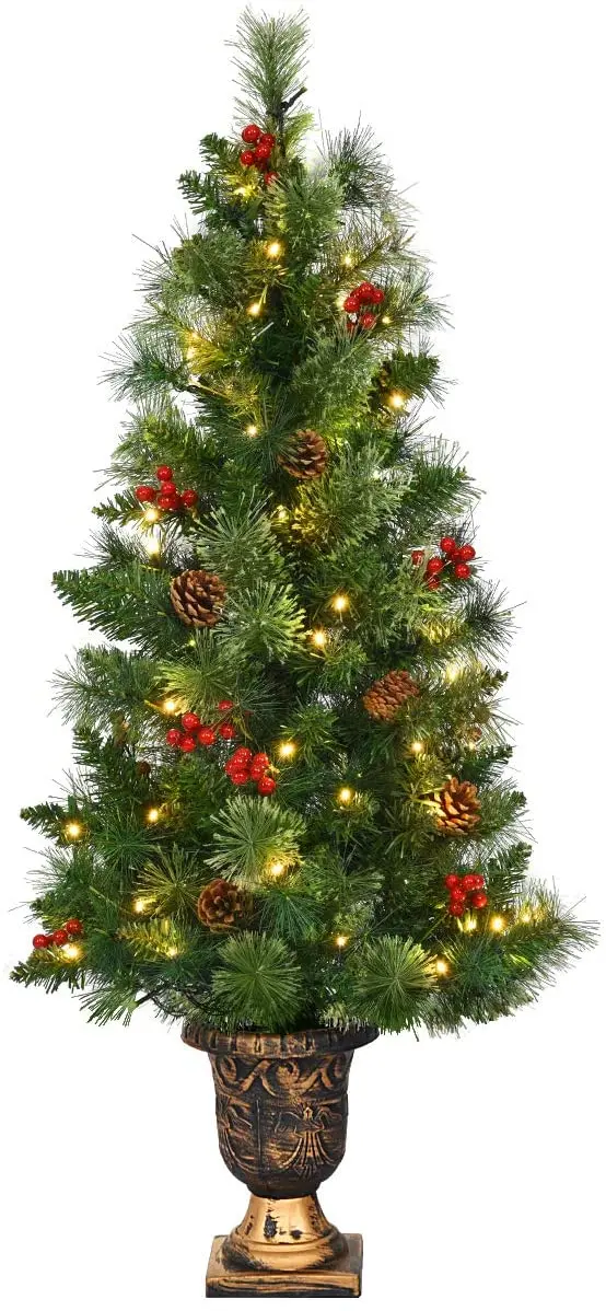 5-Fuß-Weihnachtsbaum mit Vorverkabelung – künstlicher Tischbaum für den Eingangsbereich mit 100 LED-Leuchten