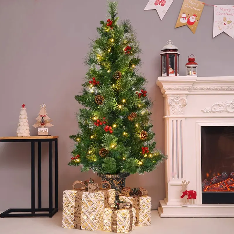 5-Fuß-Weihnachtsbaum mit Vorverkabelung – künstlicher Tischbaum für den Eingangsbereich mit 100 LED-Leuchten 2