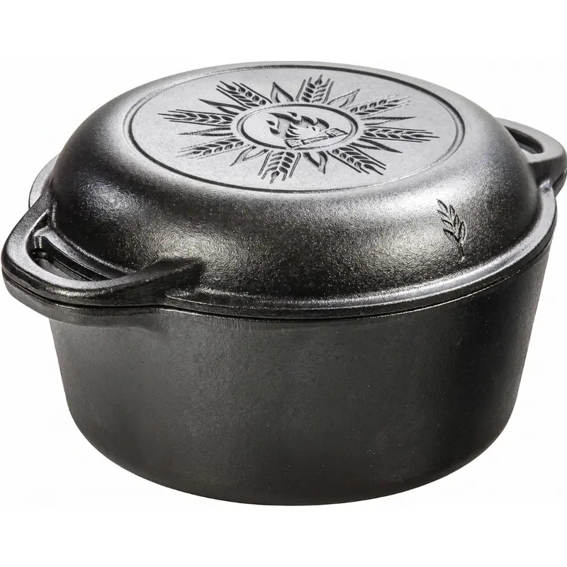 5-Quart-Gusseisen-Doppel-Dutch-Oven mit passendem Pfannendeckel