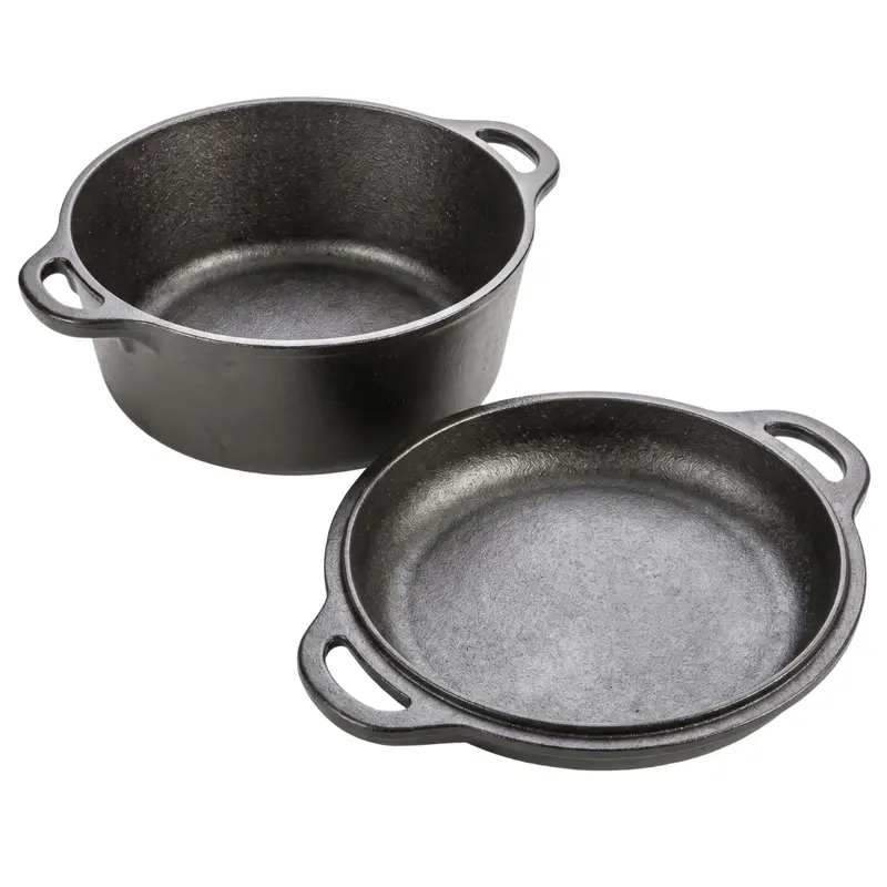 5-Quart-Gusseisen-Doppel-Dutch-Oven mit passendem Pfannendeckel 2