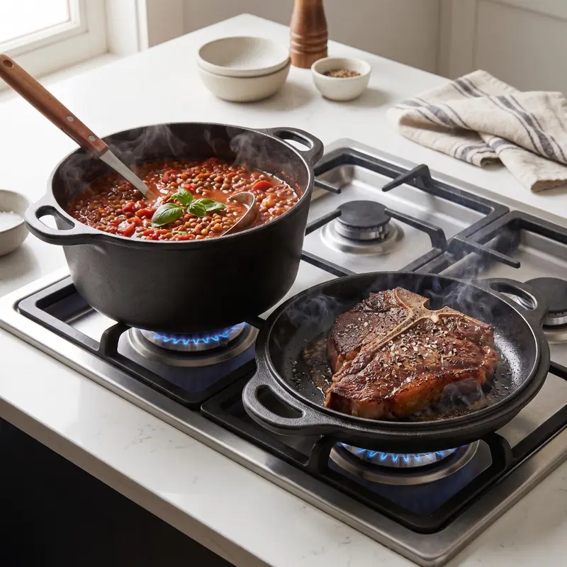 5-Quart-Gusseisen-Doppel-Dutch-Oven mit passendem Pfannendeckel