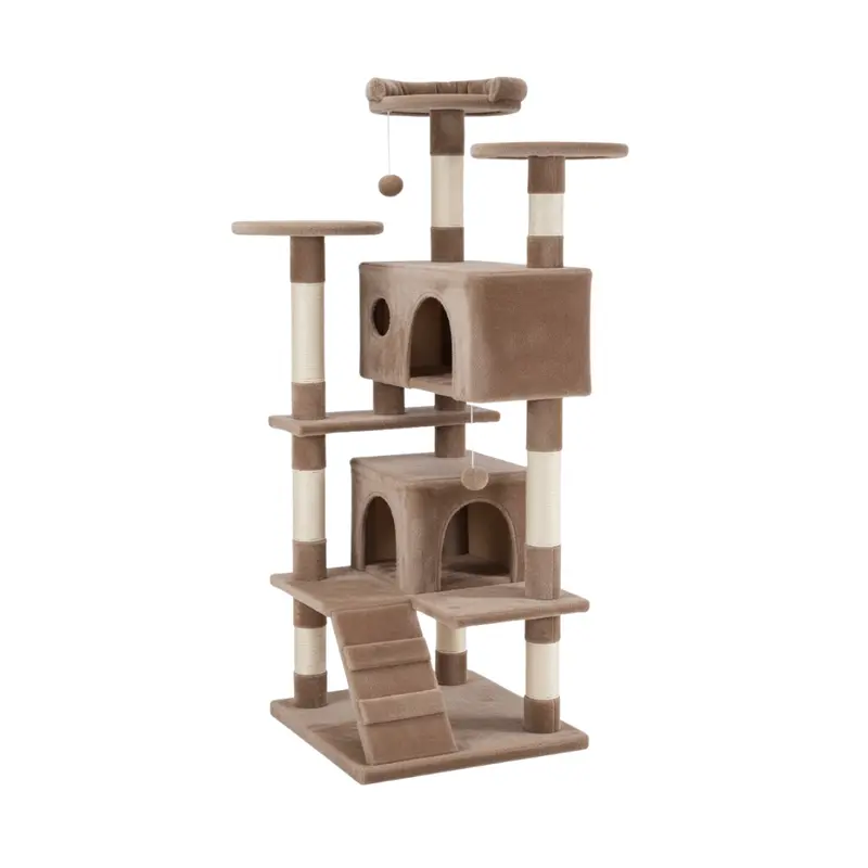 54-Zoll-Katzenbaum mit Häuschen, Aussichtsplattformen, Kratzsäulen und Leiter