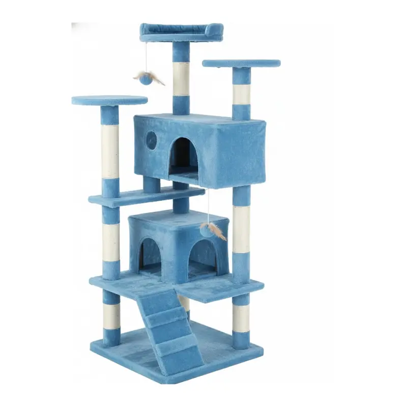 54-Zoll-Katzenbaum mit Kabinen, Plattformen, Kratzsäulen und Leiter