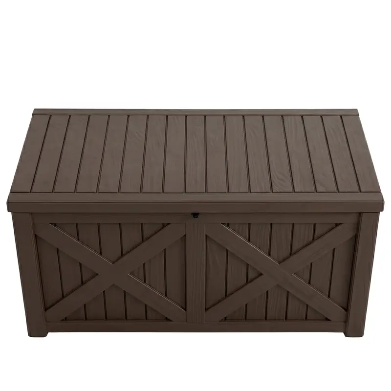 567,8-L-Resin-Sitzbank-Aufbewahrungsbox mit Verschlussdeckel und X-Frontplatte